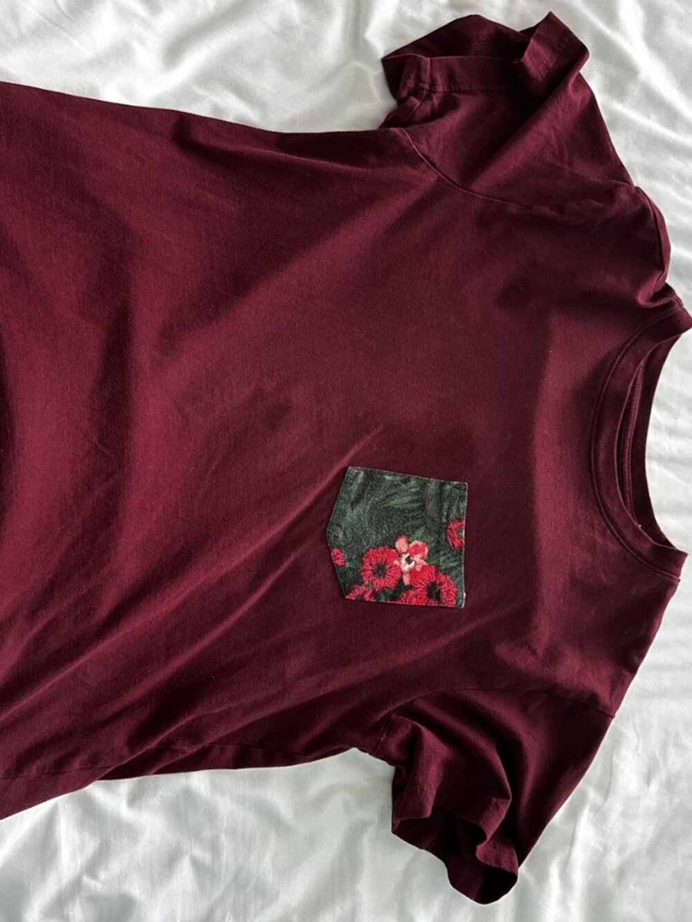 Original Use Floral Pocket Tee Maroon